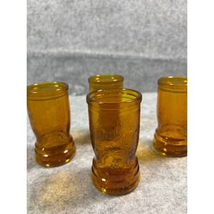 Set of 4 Anchor Hocking Tercentenary juice glasses Vintage Amber Honey Gold